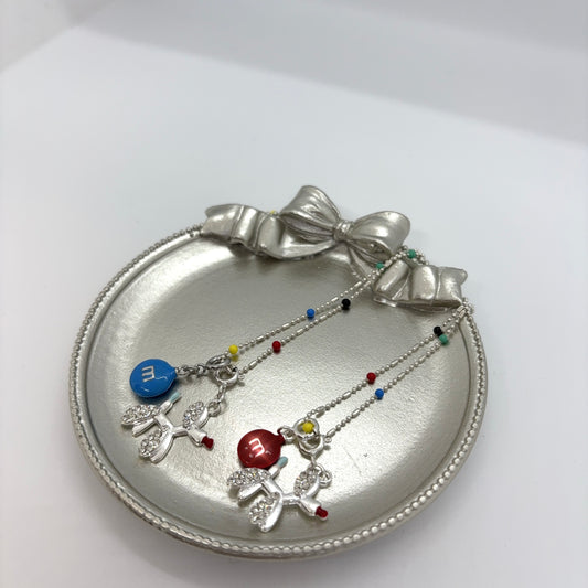 Happy Pup Charm Necklace-red