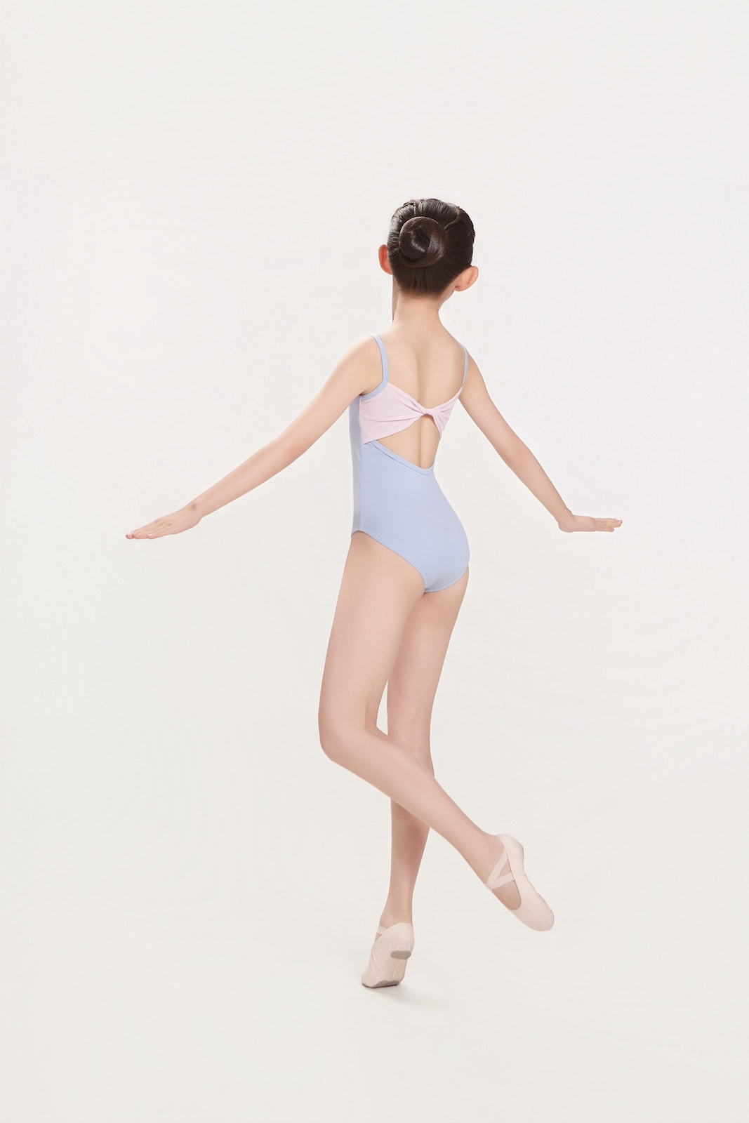 CICELYLI Spaghetti-Strap Twisted Mesh Patchwork Ballet Leotard
